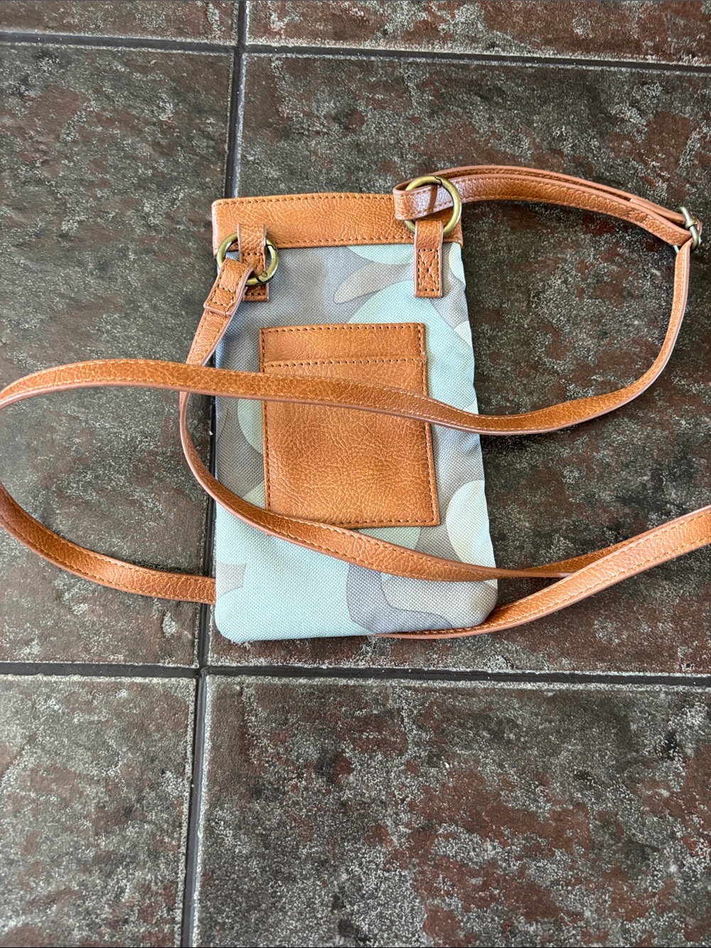 thirty-one Light Green Camouflage Crossbody with Tan Leather Trim for Phone